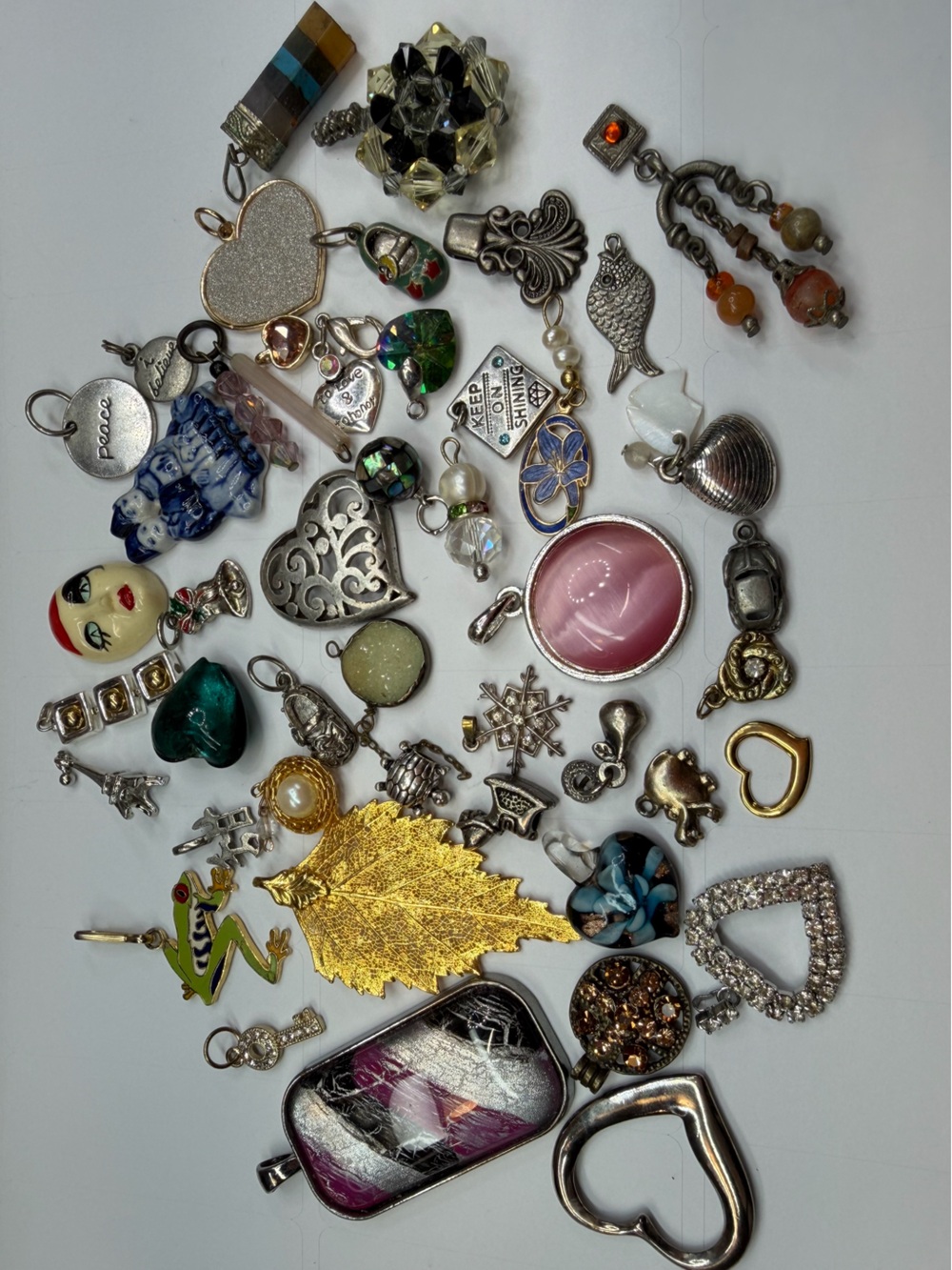 46 Pc Vintage Charm Pendant Findings Lot Jewelry Making Repurpose Craft Jewelry